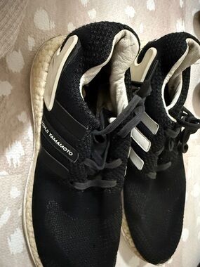 AdidasYohji Yamamoto Black and Cream Knit Lace-Up Sneakers